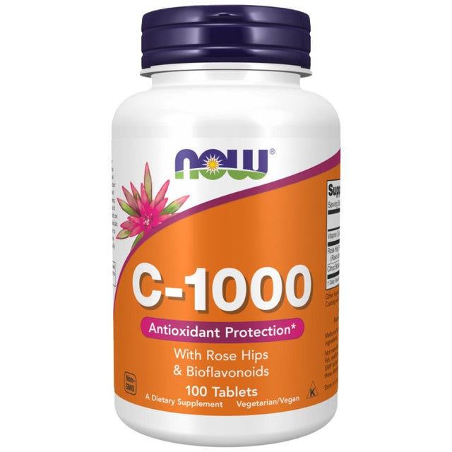 Vitamin C-1000 / with Rose Hips + Bioflavonoids - 100 Таблетки  NOW Foods - Nutra Best Bulgaria