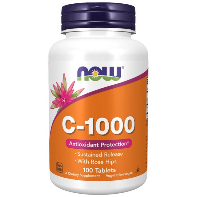 Vitamin C-1000 with Rose Hips / Sustained Release - 100 Таблетки  NOW Foods - Nutra Best Bulgaria