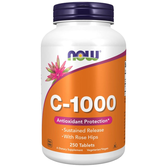 Vitamin C-1000 with Rose Hips / Sustained Release - 250 Таблетки  NOW Foods - Nutra Best Bulgaria