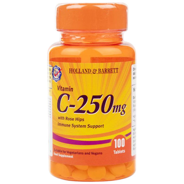 Vitamin C 250 mg | with Rose Hips - 100 Таблетки  Holland & Barrett - Nutra Best Bulgaria