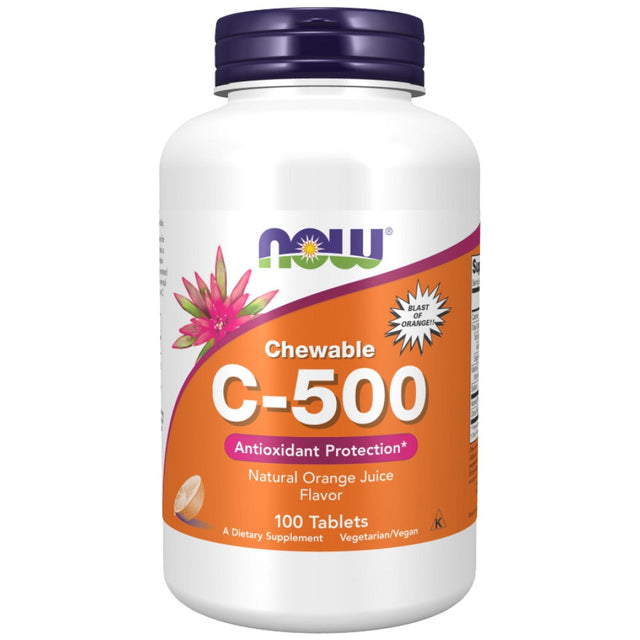 Vitamin C-500 Chewable - 100 Дъвчащи таблетки  NOW Foods - Nutra Best Bulgaria
