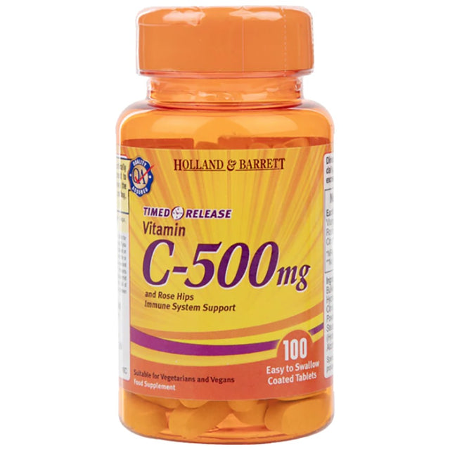 Vitamin C 500 mg / Timed Release with Rose Hips & Bioflavonoids - 100 каплети  Holland and Barrett - Nutra Best Bulgaria
