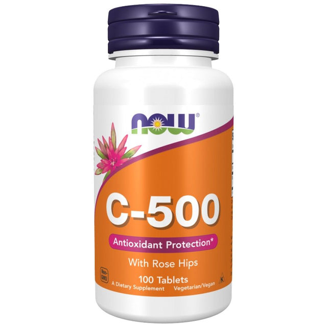Vitamin C-500 with Rose Hips - 100 Таблетки  NOW Foods - Nutra Best Bulgaria