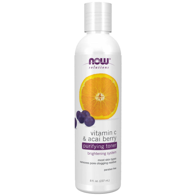 Vitamin C & Acai Berry Purifying Toner | Paraben Free - 237 мл  NOW Foods - Nutra Best Bulgaria