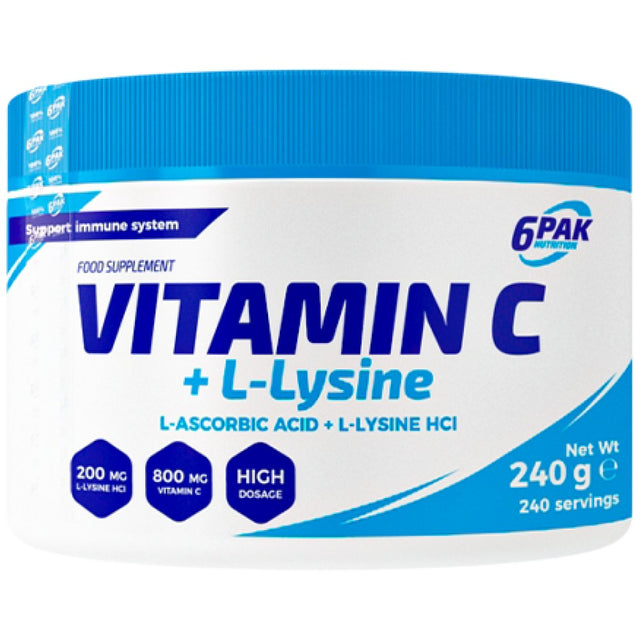 Vitamin C + L-Lysine Powder - 240 грама  6PAK Nutrition - Nutra Best Bulgaria