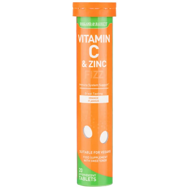 Vitamin C & Zinc Effervescent - 20 разтворими таблетки  Holland and Barrett - Nutra Best Bulgaria