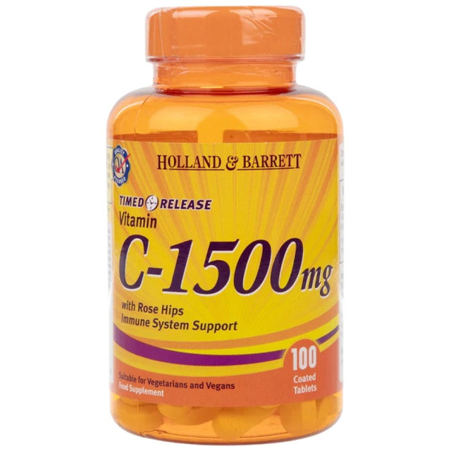 Vitamin C with Rose Hips 1500 mg | Timed Release - 100 Таблетки  Holland & Barrett - Nutra Best Bulgaria