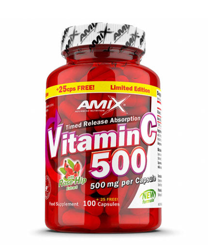 Vitamin C /with Rose Hips/ 500mg. / 125 Caps.  AMIX - Nutra Best Bulgaria