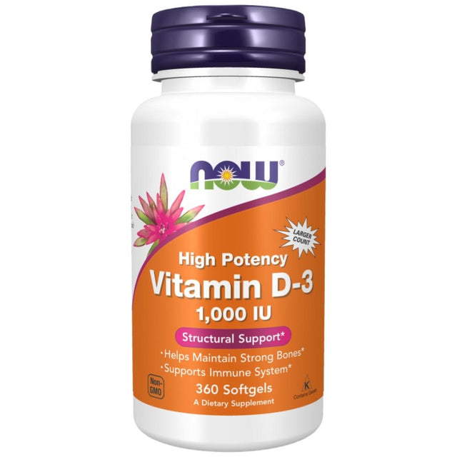 Vitamin D-3 1000 IU - 360 Гел капсули  NOW Foods - Nutra Best Bulgaria