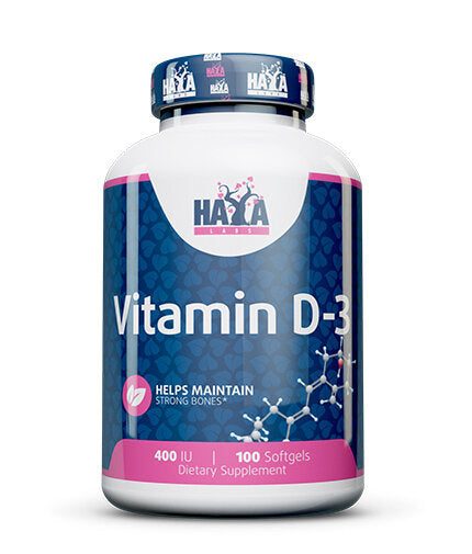 Vitamin D-3 / 400 IU / 100 Softgels  Haya Labs - Nutra Best Bulgaria