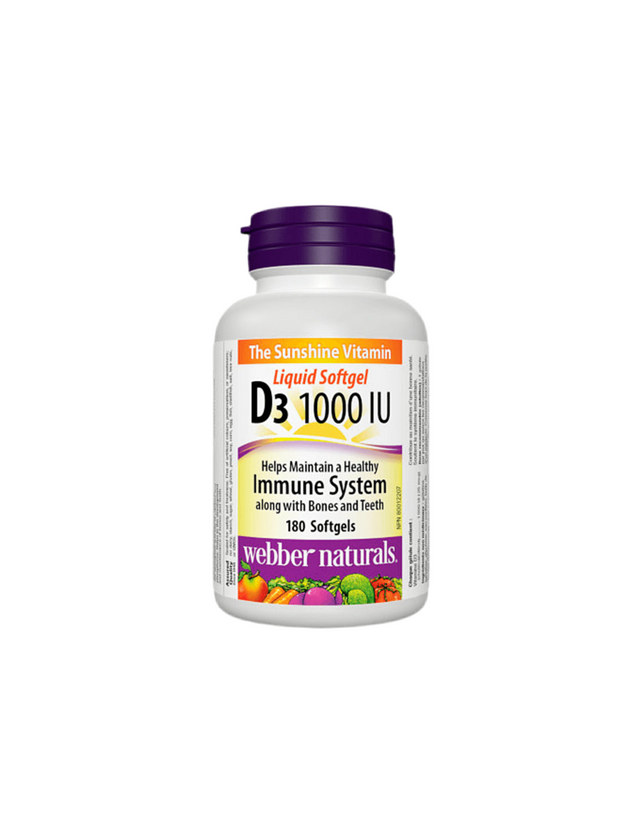 Vitamin D3 1000 IU - Витамин D3, 180 софтгел капсули  Webber Naturals - Nutra Best Bulgaria