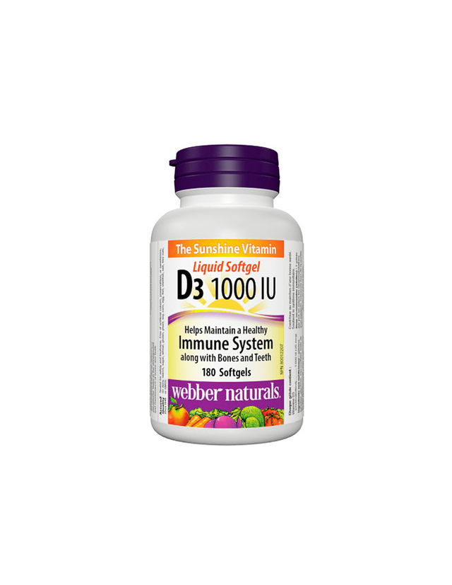 Vitamin D3 1000 IU - Витамин D3, 180 софтгел капсули  Webber Naturals - Nutra Best Bulgaria