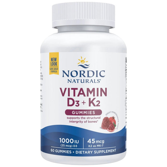 Vitamin D3 1000 IU + K2 45 mcg | Gummies - 60 желирани бонбони  Nordic Naturals - Nutra Best Bulgaria