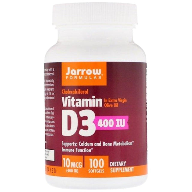 Vitamin D3 400 IU 100 Гел капсули  Jarrow Formulas - Nutra Best Bulgaria