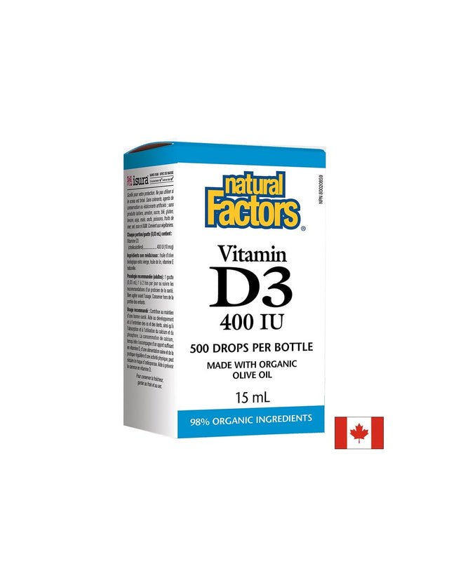 Vitamin D3 400 IU Drops - 15 мл  Natural Factors - Nutra Best Bulgaria