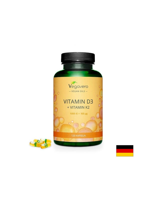 Vitamin D3 + K2/ Витамин D3 1000 IU + К2 100 µg, 120 капсули, 100% Vegan Vegavero  Vegavero - Nutra Best Bulgaria