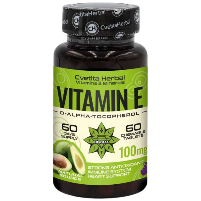 Vitamin E 100 mg - 60 Дъвчащи таблетки  Cvetita Herbal - Nutra Best Bulgaria