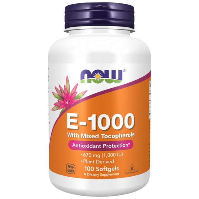 Vitamin E-1000 Natural - 100 Гел капсули  NOW Foods - Nutra Best Bulgaria