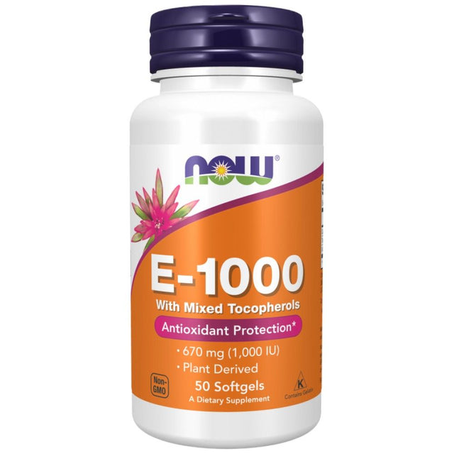 Vitamin E-1000 Natural - 50 Гел капсули  NOW Foods - Nutra Best Bulgaria