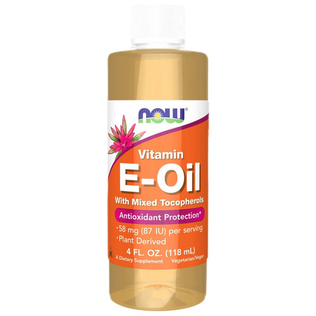 Vitamin E-Oil Liquid | Mixed Tocopherols - 118 мл  NOW Foods - Nutra Best Bulgaria
