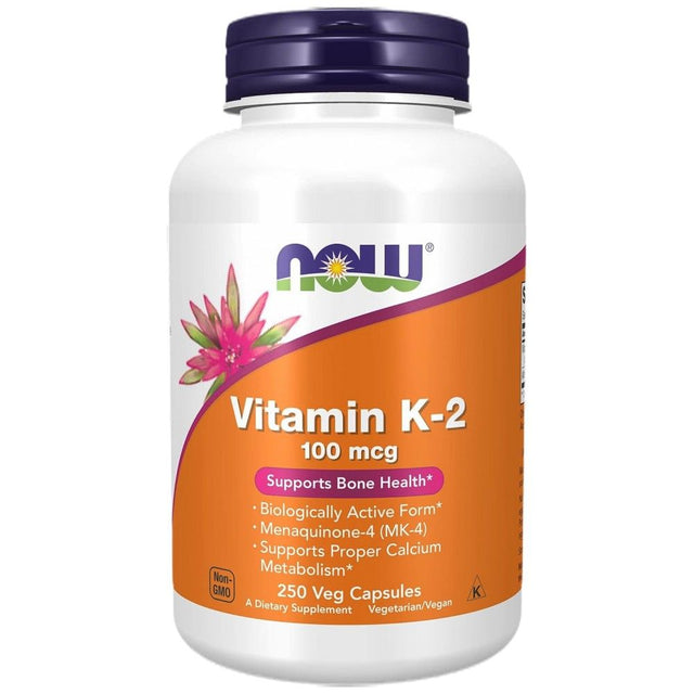 Vitamin K-2 100 mcg - 250 капсули  NOW Foods - Nutra Best Bulgaria