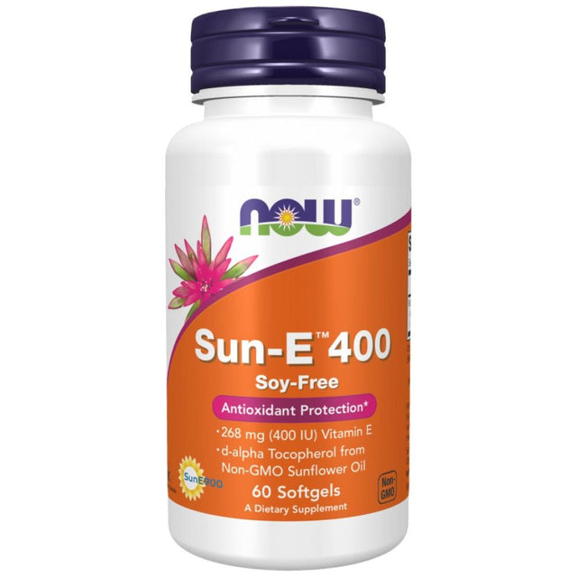 Vitamin Е / Sun-E 400 IU - 60 Гел капсули  NOW Foods - Nutra Best Bulgaria