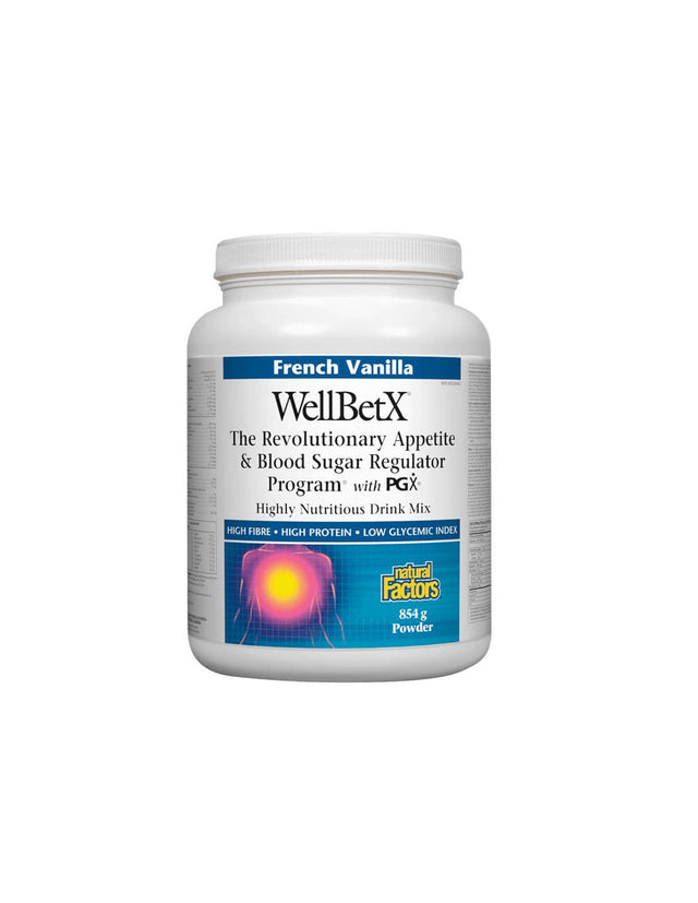 WellBetX с PGX - Контрол на апетита и кръвната захар, 854 g прах, с вкус на ванилия  Natural Factors - Nutra Best Bulgaria