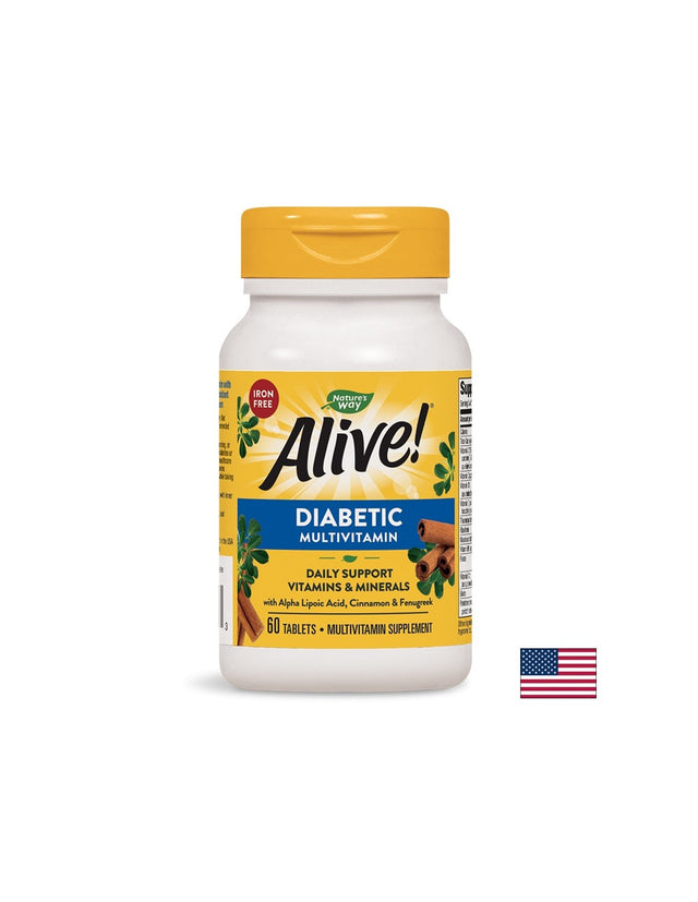 Мултивитамини за диабетици Whole food Алайв! - Alive! Diabetic Multivitamin, 60 таблетки Nature’s Way  Alive - Nutra Best Bulgaria