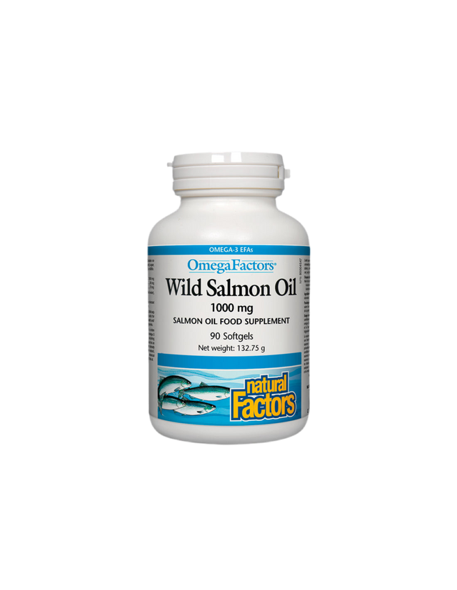 Wild Salmon Oil / Дива сьомга (масло) 1000 mg х 90 софтгел капсули Natural Factors  Natural Factors - Nutra Best Bulgaria