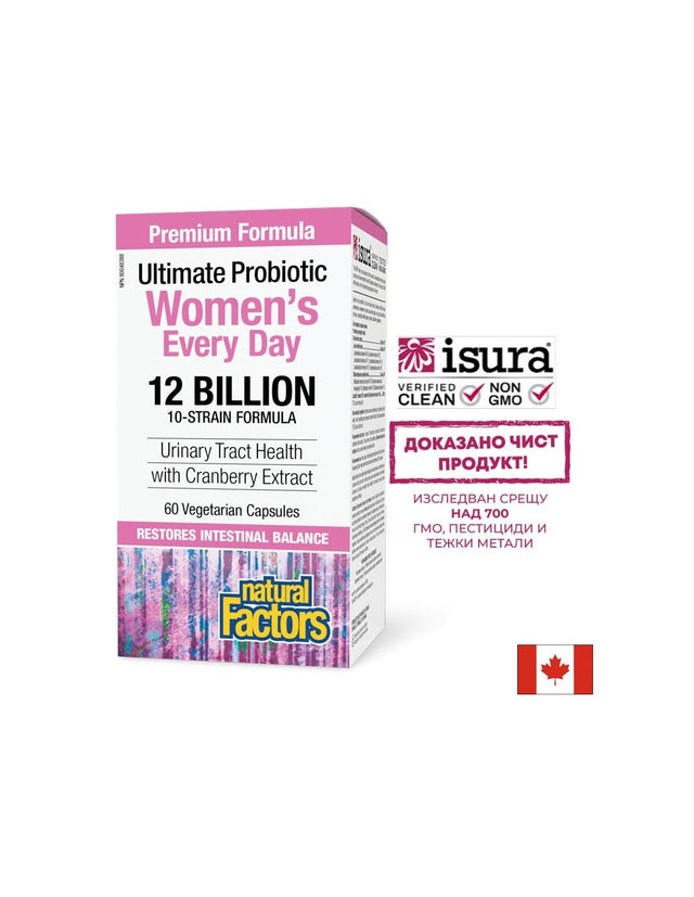 Мултипробиотик за жени - Women`s Multi Probiotic -12 млрд. активни пробиотици, 60 капсули Natural Factors  Natural Factors - Nutra Best Bulgaria