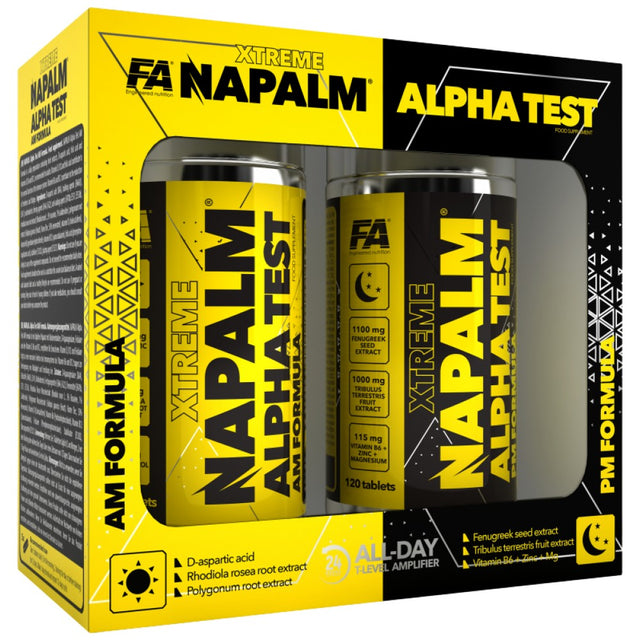 Xtreme Napalm Alpha Test | AM & PM Formula - 120 + 120 Таблетки  FA Nutrition - Nutra Best Bulgaria