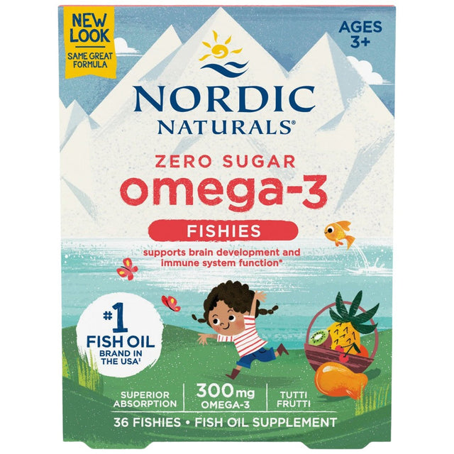 Zero Sugar Omega-3 Fishies 300 mg - 36 Дъвчащи гел капсули  Nordic Naturals - Nutra Best Bulgaria