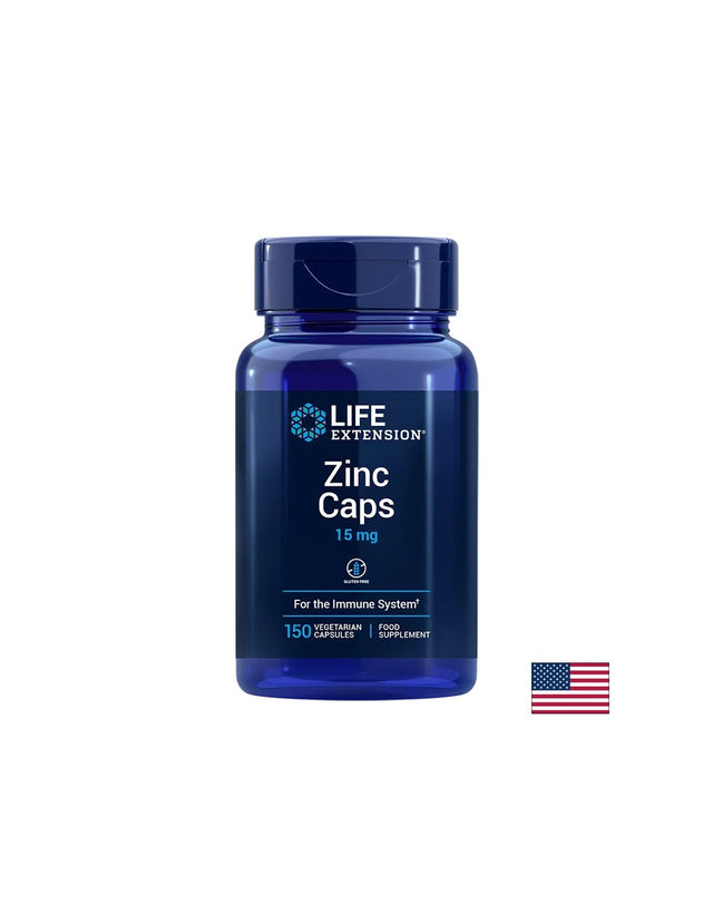 Zinc Caps / Цинк (монометионин) 15 mg x 150 капсули  Life Extension - Nutra Best Bulgaria