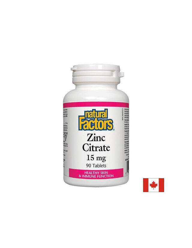 Zinc Citrate 15 mg - 90 Таблетки  Natural Factors - Nutra Best Bulgaria