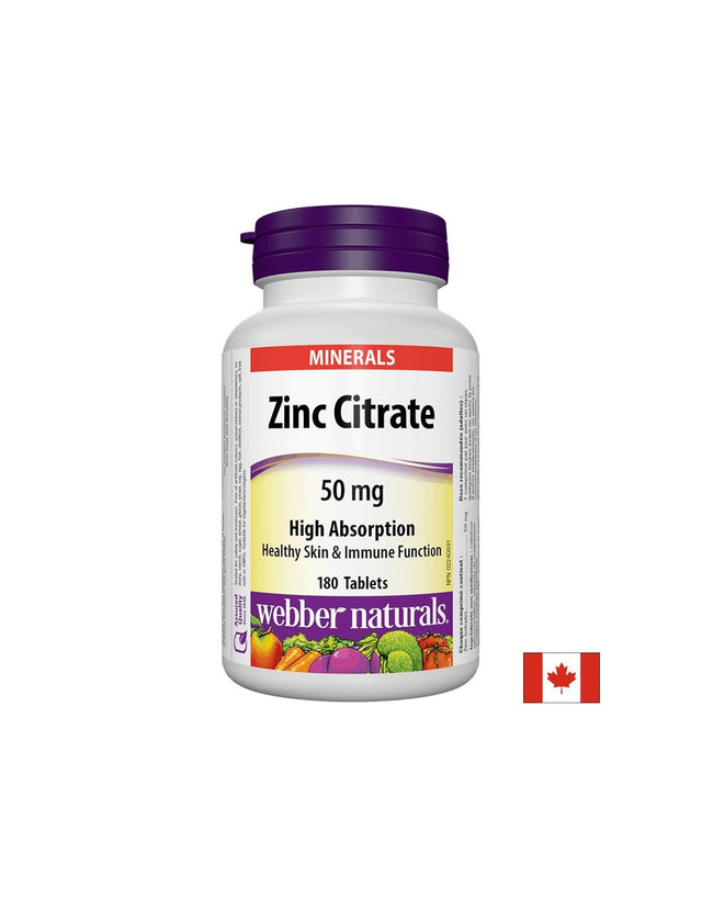 Zinc Citrate / Цинк (цитрат), 50 mg, 180 таблетки  Webber Naturals - Nutra Best Bulgaria