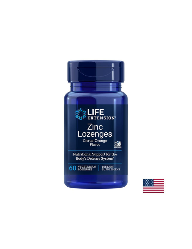 Zinc Lozenges / Цинк х 60 таблетки за смучене с вкус на портокал  Life Extension - Nutra Best Bulgaria