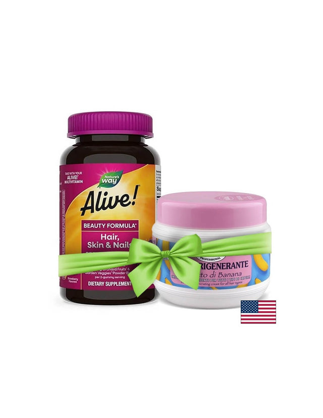 Alive! Hair, Skin & Nails Multivitamin Gummy Premium Formula / Алайв! Коса, кожа и нокти - премиум формула, 60 желирани таблетки Nature’s Way - Nutra Best Bulgaria