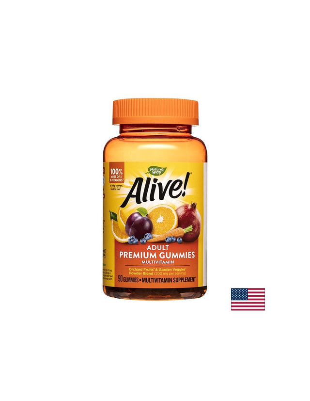 Alive! Adult Premium Gummies Multivitamin / Алайв! Премиум мултивитамини за възрастни, 90 желирани таблетки Nature’s Way - Nutra Best Bulgaria