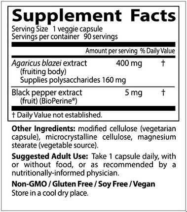 BEST Agaricus Blazei with BioPerine - 90 капсули  Doctor’s Best - Nutra Best Bulgaria