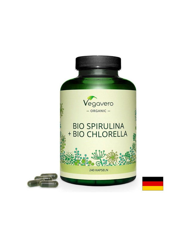 Био Спирулина + Хлорела - Bio Spirulina + Bio Chlorella, 240 капсули Vegavero - Nutra Best Bulgaria