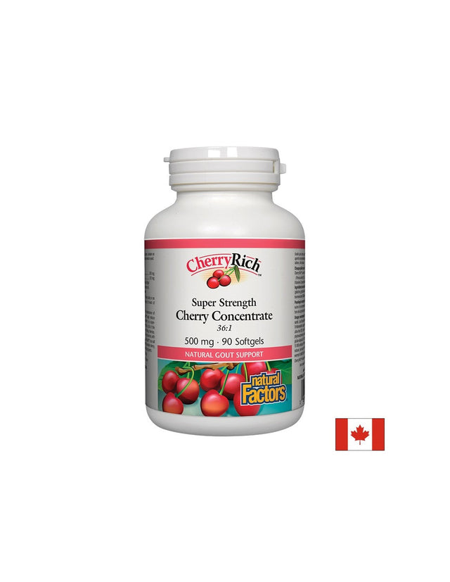 При подагра - Череша супер концентрат - CherryRich™ 500 mg, 90 софтгел капсули Natural Factors - Nutra Best Bulgaria