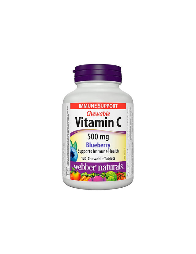 Chewable Vitamin C 500 mg - Витамин С 500 mg - 120 дъвчащи таблетки с вкус нa боровинки Webber Naturals - Nutra Best Bulgaria