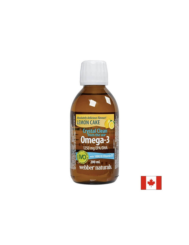 Crystal Clean from the sea® Omega-3 1250 mg (EPA/DHA 750/500) - Омега-3 + витамин D3 1000 IU, 200 ml Webber Naturals - Nutra Best Bulgaria