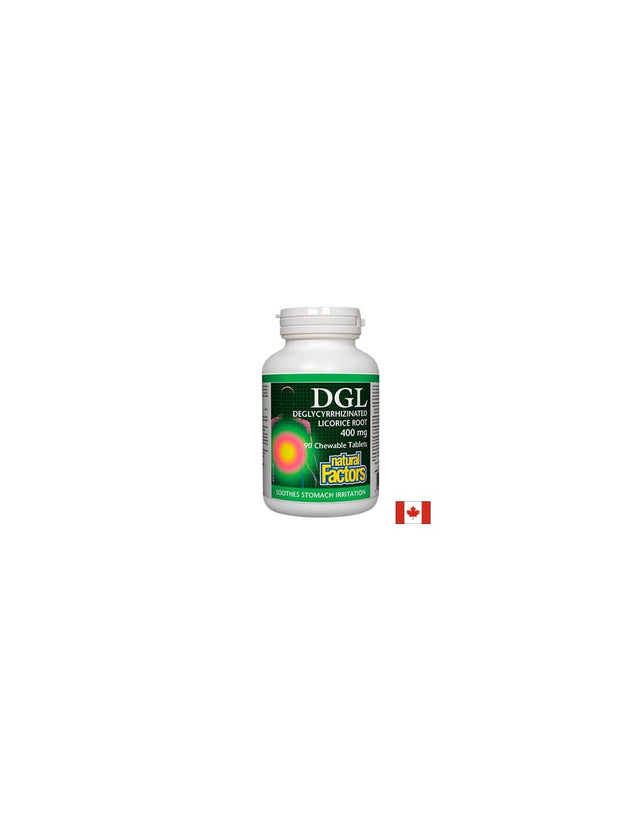 DGL - Deglycyrrhizinated Licorice Root / ДиДжиЕл - Деглициризиран сладник / Женско биле 400 mg х 90 дъвчащи таблетки Natural Factors - Nutra Best Bulgaria