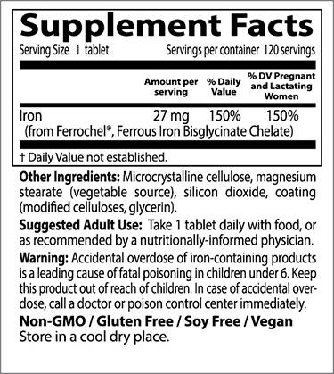 BEST High Absorption 100% Chelated Iron - 120 Таблетки  Doctor’s Best - Nutra Best Bulgaria