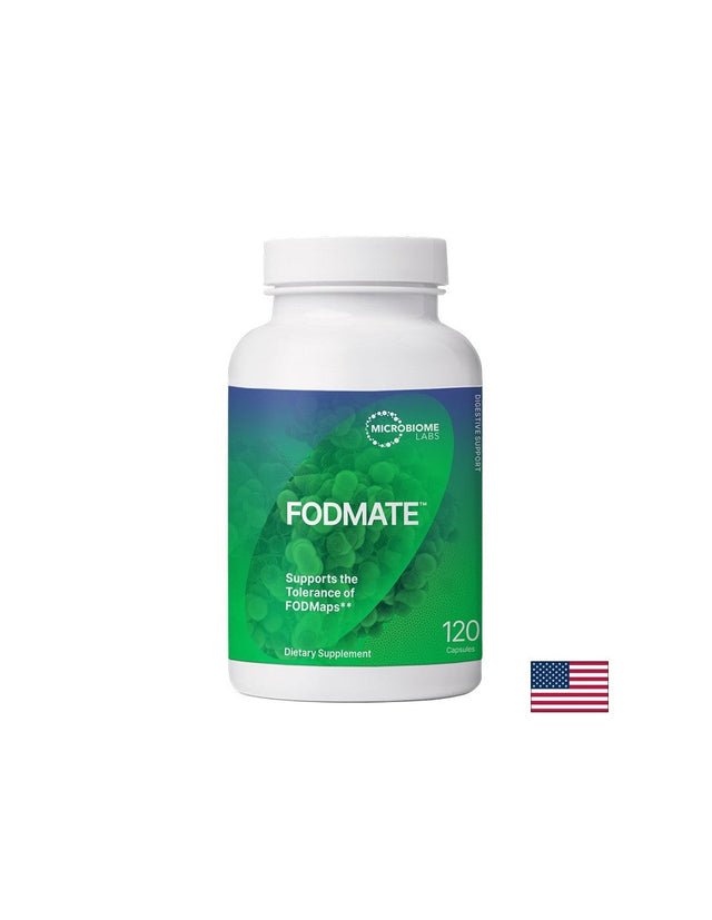 Ензимен комплекс – Подкрепа при FODMAP – при чувствителен и подут стомах, Fodmate™, 2540 mg, 120 капсули  Microbiome Labs - Nutra Best Bulgaria