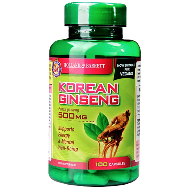 Korean Ginseng 500 mg 100 капсули  Holland and Barrett - Nutra Best Bulgaria