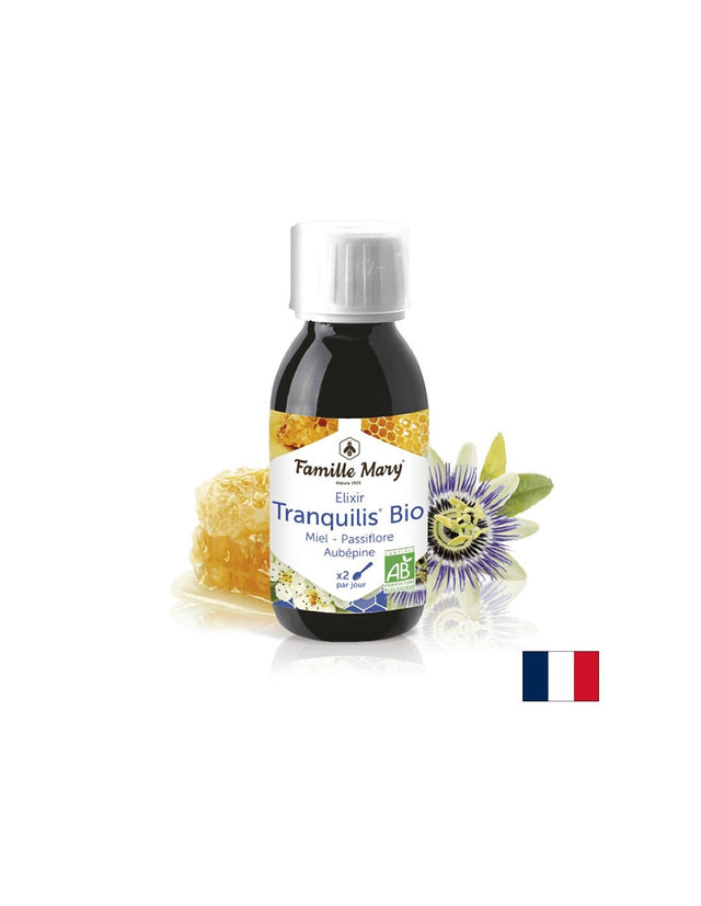 Elixir Tranquilis Bio Miel Passiflore Aubépine/ Био сироп с пчелен мед, пасифлора, глог / Спокоен сън, 125 ml Famille Mary - Nutra Best Bulgaria
