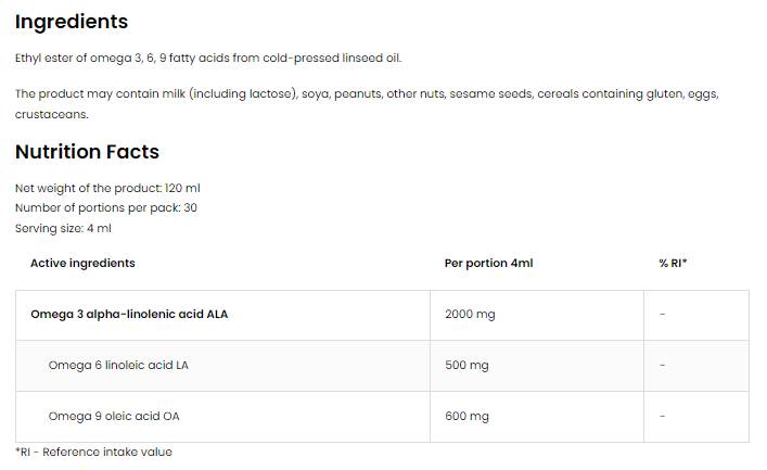 Elite Omega 3-6-9 Liquid | Vege 120 мл - Nutra Best Bulgaria