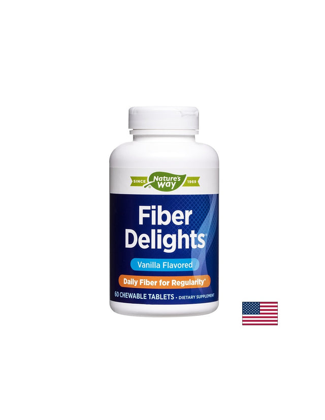 Fiber Delights - Микс от фибри за отслабване и детоксикация, 60 дъвчащи таблетки Nature’s Way - Nutra Best Bulgaria